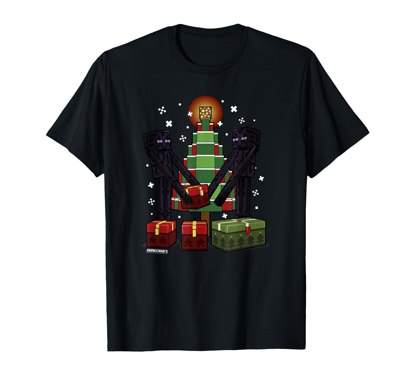 Minecraft Christmas Enderman Gift T-Shirt, Unisex-Adult, Blue, Small, Short Sleeve