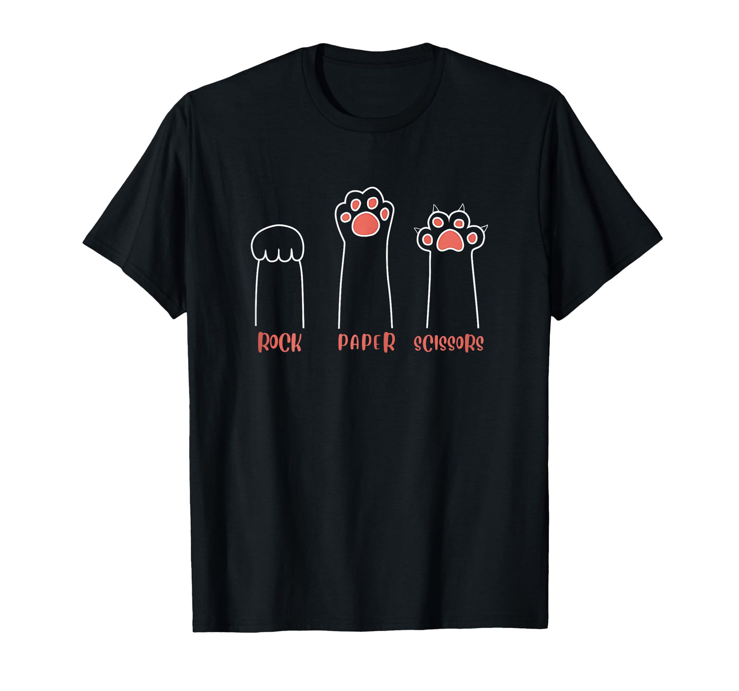 Rock Paper Scissors Hand Game Cute Paw Funny Cat T-Shirt