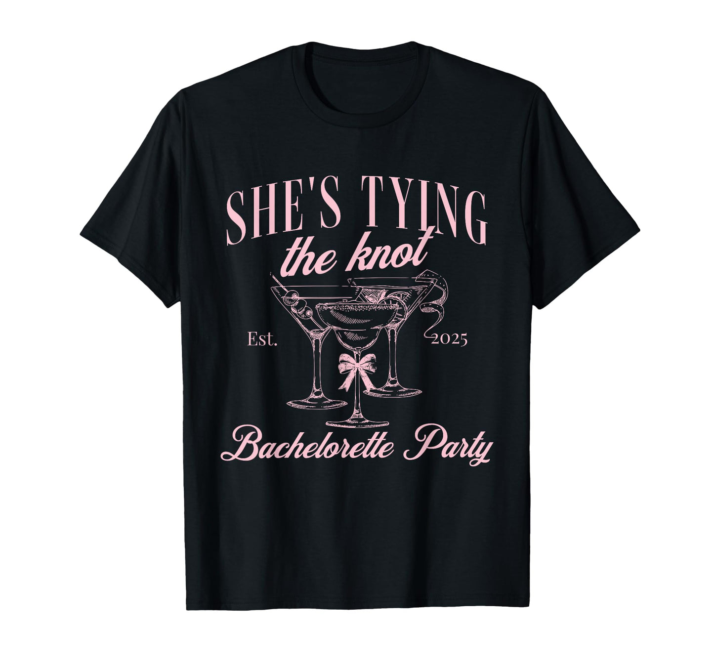 She's tying the knot 2025 bachelorette party coquette bow T-Shirt