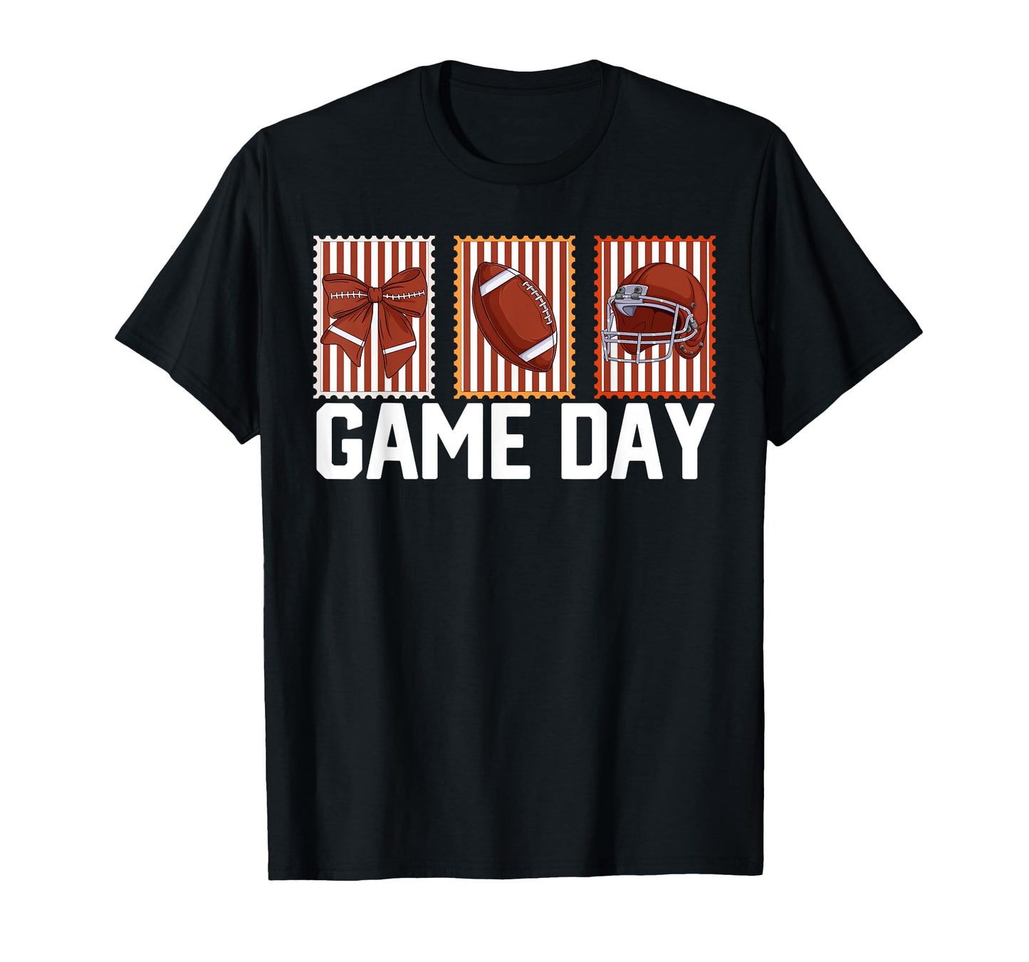 Football Stamps Women Girls Coquette Bow Football Game Day T-Shirt