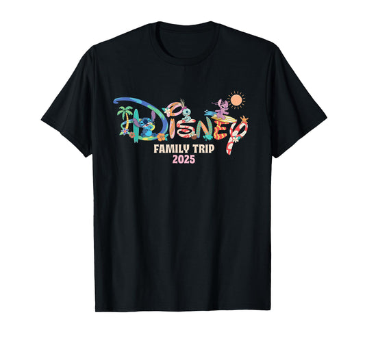 Disney Stitch & Friends "Family Trip 2025" Matching Vacation T-Shirt