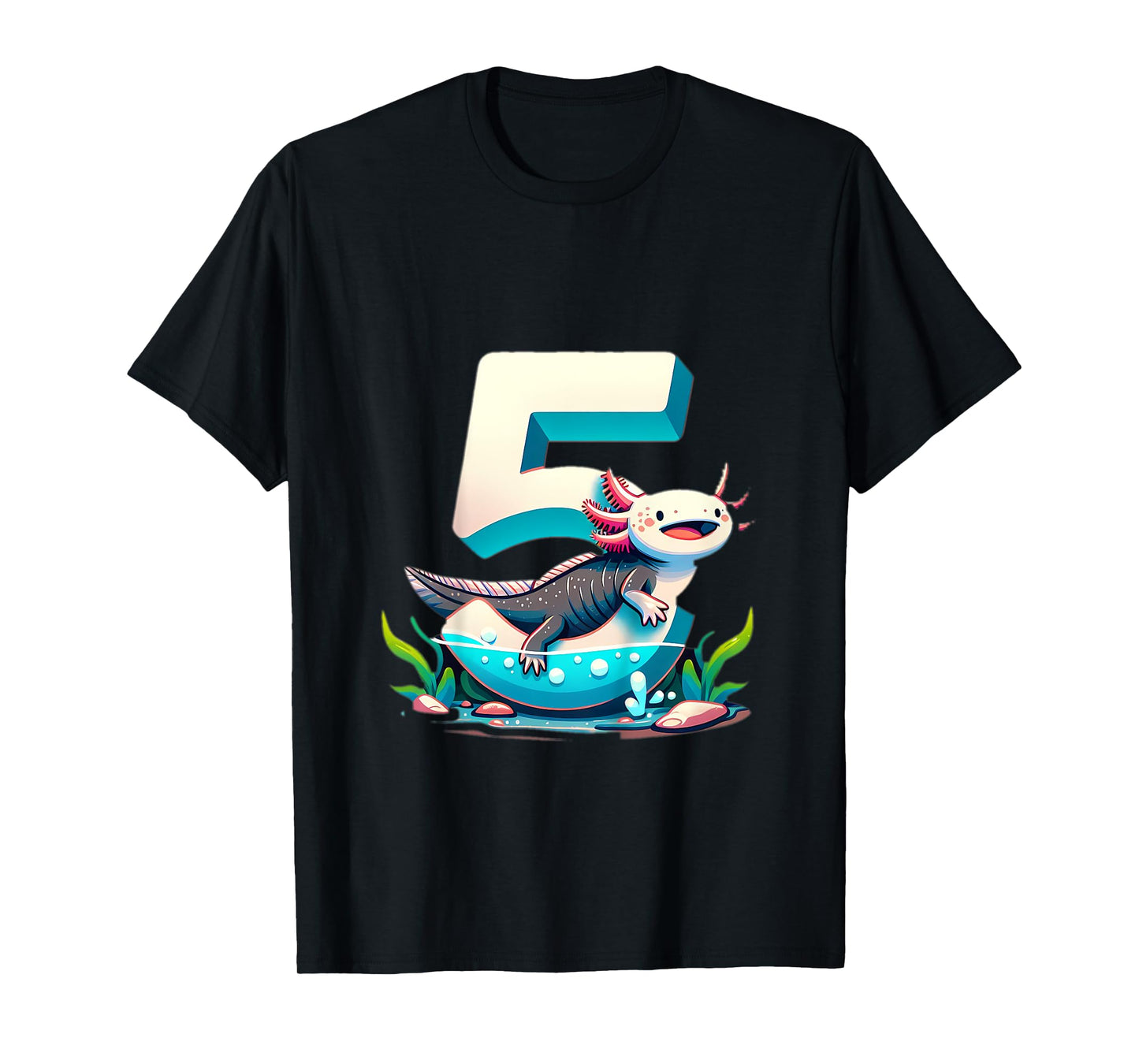 Turning 5 Years Old Axolotl Birthday Party 5th Boy Bday Girl T-Shirt