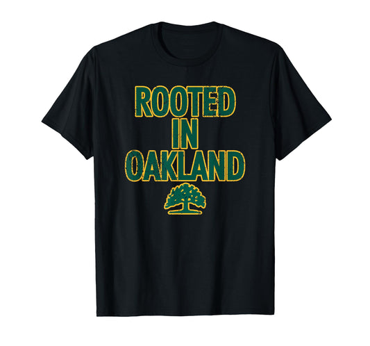 1852 OAK Oakland Tree T-Shirt - Unisex Adults, Kids - Black - Short Sleeve - Crew Neck - Classic Fit - Polyester - Machine Wash
