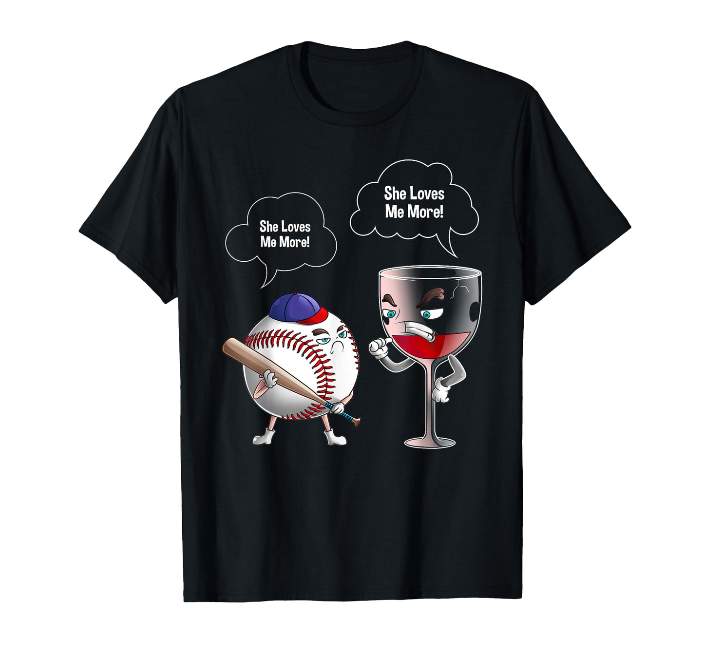 Cool She Loves Me Baseball And Wine Funny Drink Player Gift T-Shirt