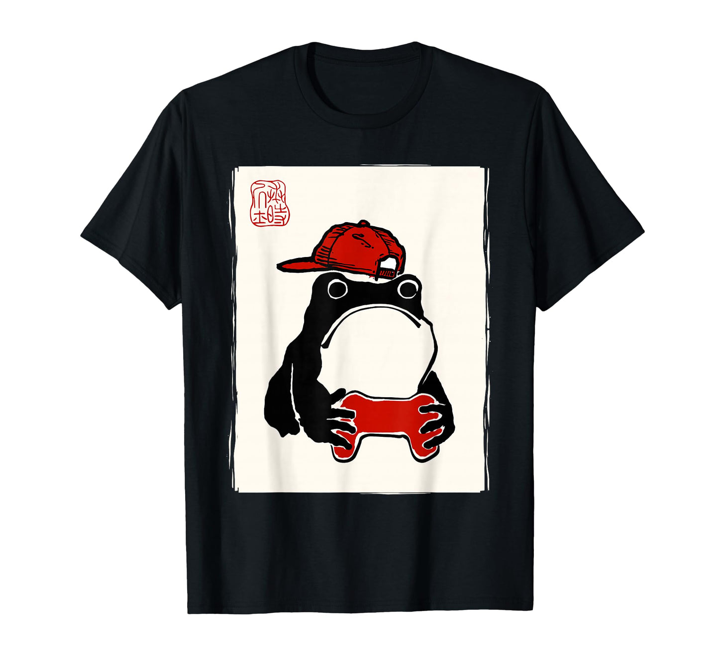 Grumpy Frog Gamer Bruh Ink Painting Japanese Funny Gamer T-Shirt