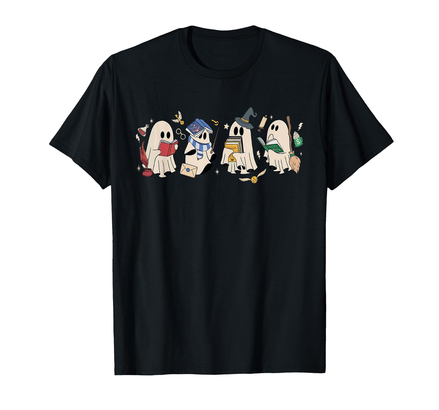 Funny Ghost Book Reading Halloween Books Lover Teacher T-Shirt