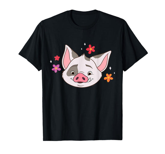 Disney Moana 2 Big Face Pua Tropical Flowers Cute Costume T-Shirt