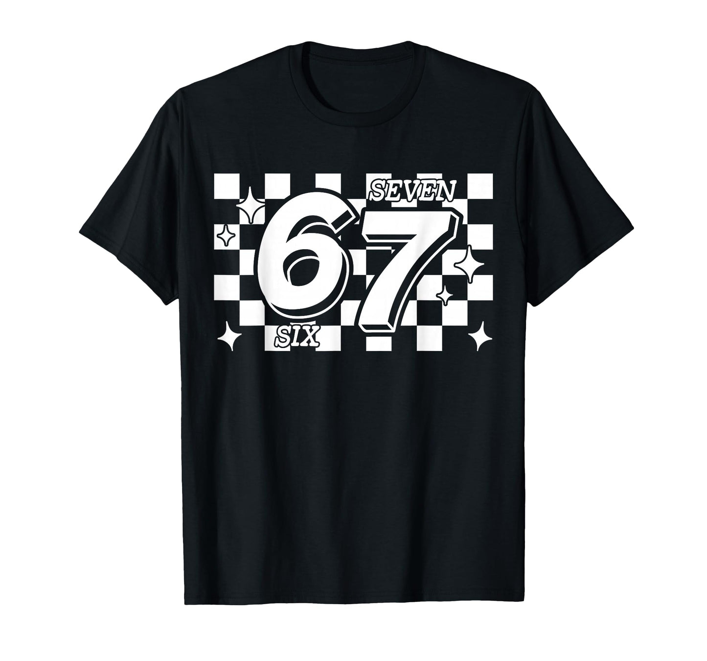 Checkered Six Seven 6 7 Meme Gen Alpha Slang T-Shirt