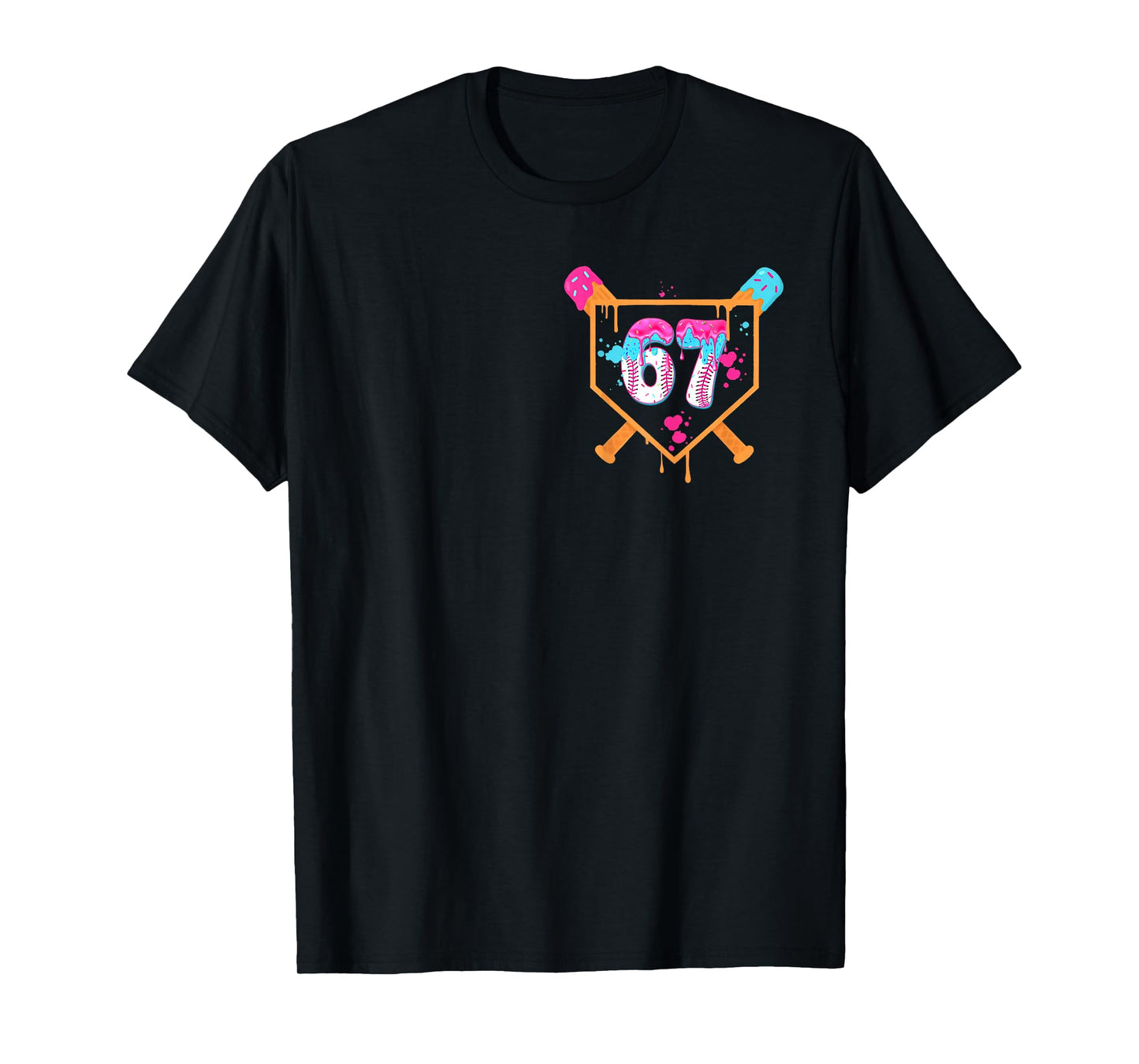 Funny 67 Six Seven Meme Ice Cream Baseball T-Shirt