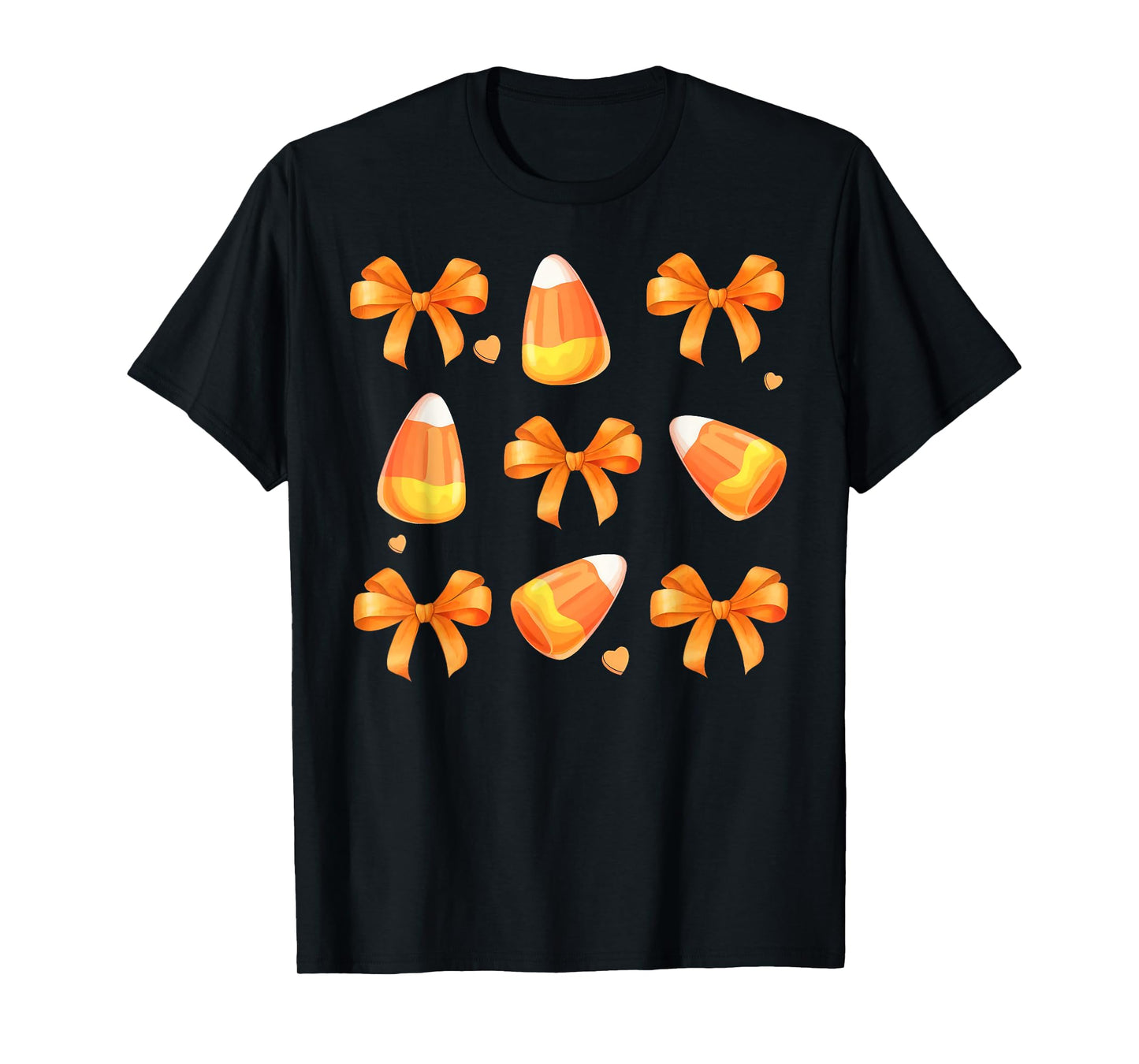 Coquette Bow Candy Corn Retro Halloween Women Kids T-Shirt