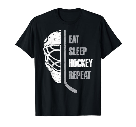 Eat Sleep Hockey Repeat Christmas For Teen Adult Hockey T-Shirt