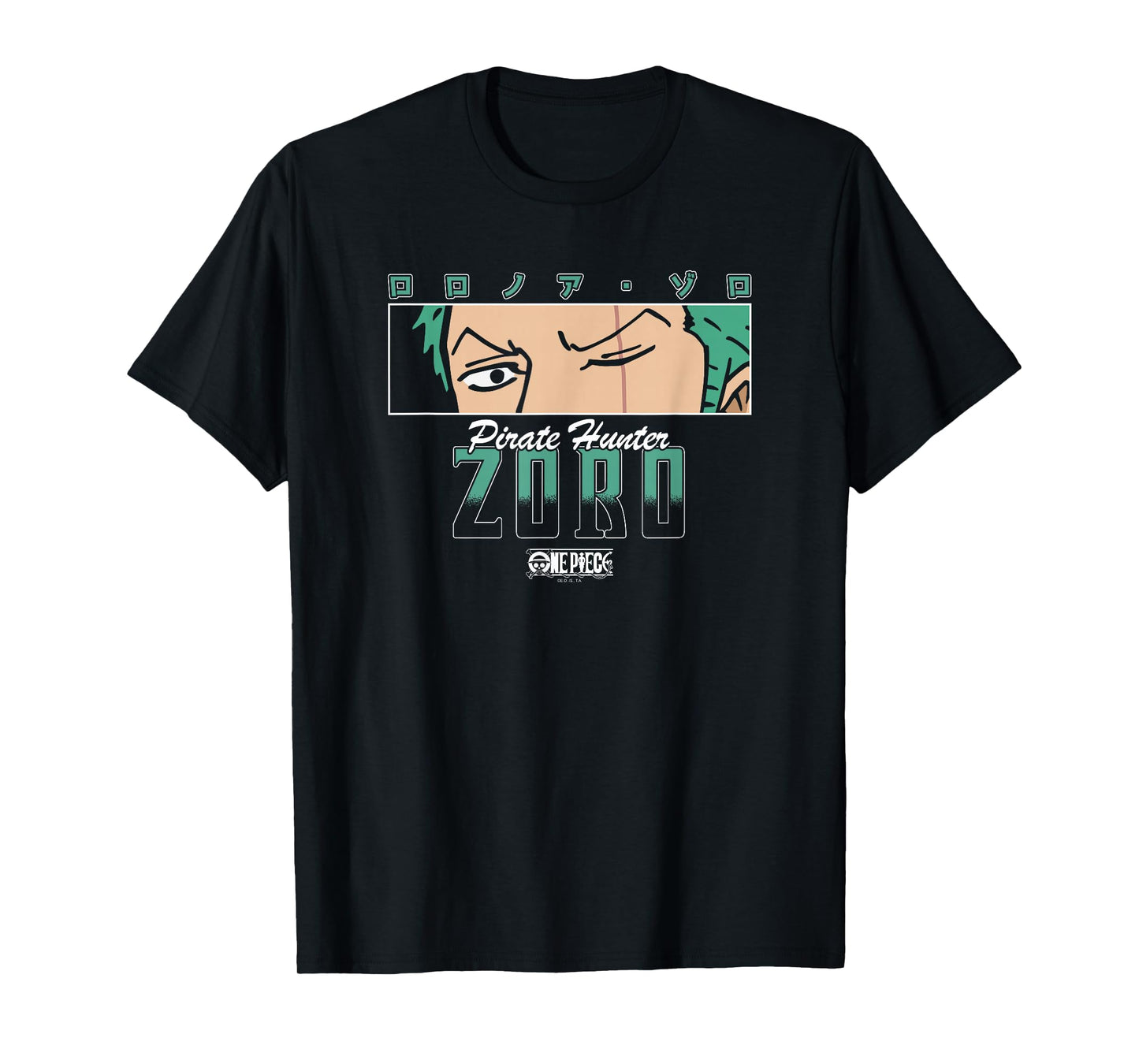 One Piece Anime Pirate Hunter Zoro Eyes with Kanji T-Shirt