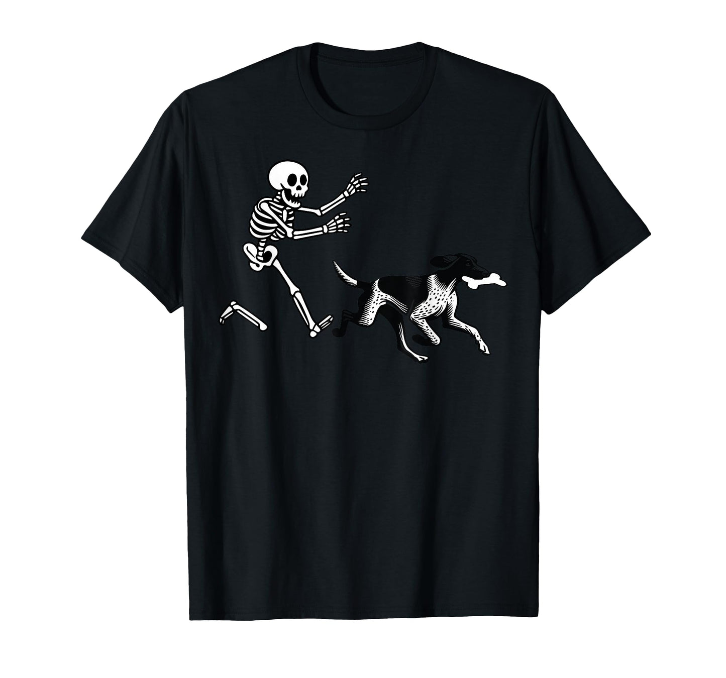 German Shorthaired Pointer Running Skeleton Halloween T-Shirt