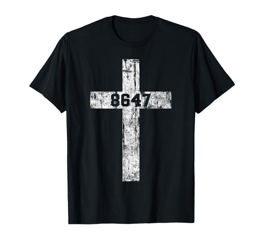 8647 Anti Trump Cross Christian Jesus 86 47 Retro Impeach 47 T-Shirt