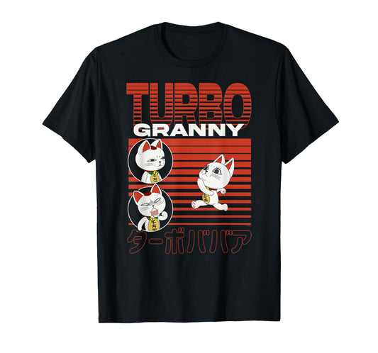 Dan Da Dan Running Turbo Granny Cat Collage Anime T-Shirt