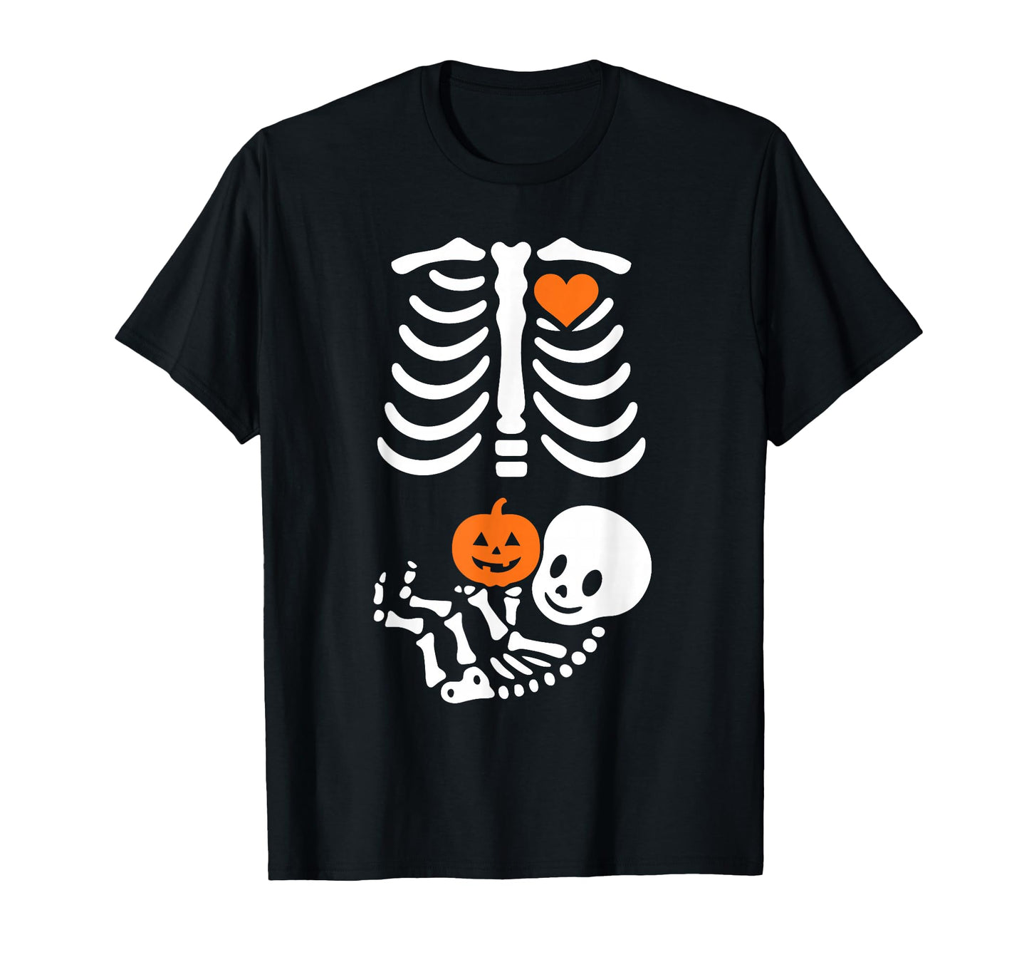 Pregnant Skeleton Baby Bump Funny Halloween Tee T-Shirt