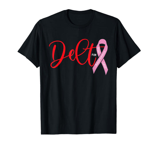 Deltas Wear Pink Breast Cancer Awareness Pink Ribbon T-Shirt