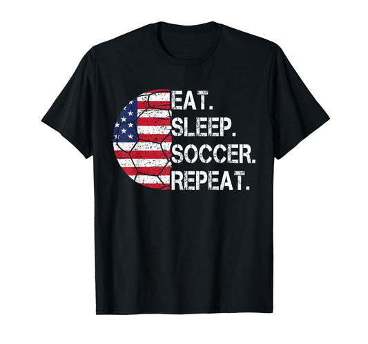 Eat Sleep Soccer Repeat Soccer Player Funny Soccer T-Shirt