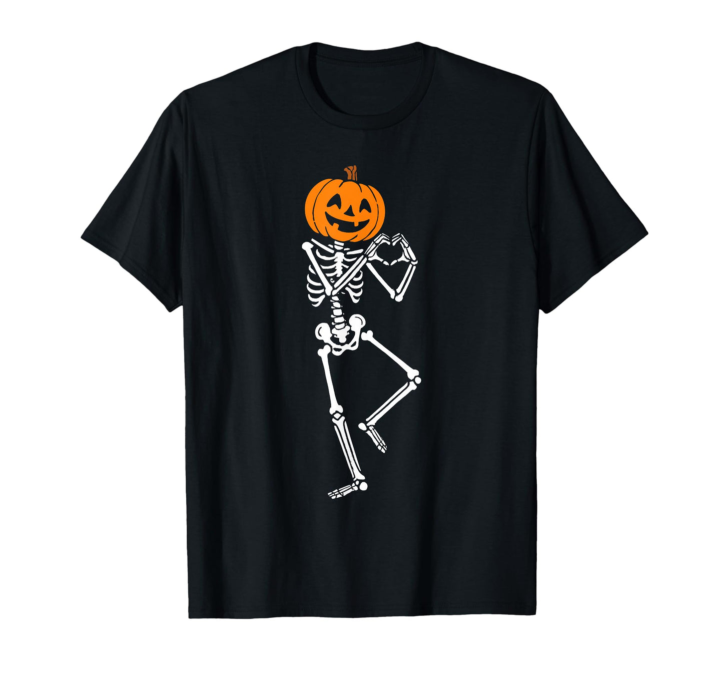Skeleton Carved Pumpkin Men Women Kids Funny Halloween T-Shirt