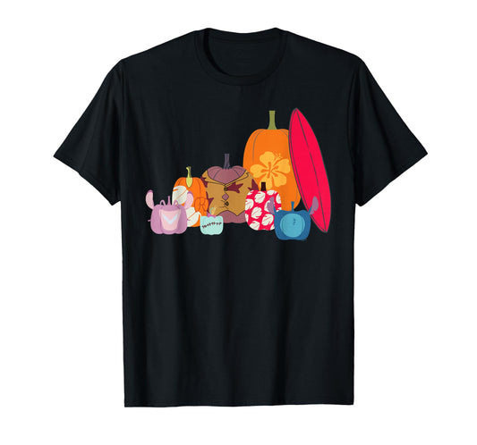 Disney Lilo & Stitch Characters Halloween Pumpkin Group T-Shirt
