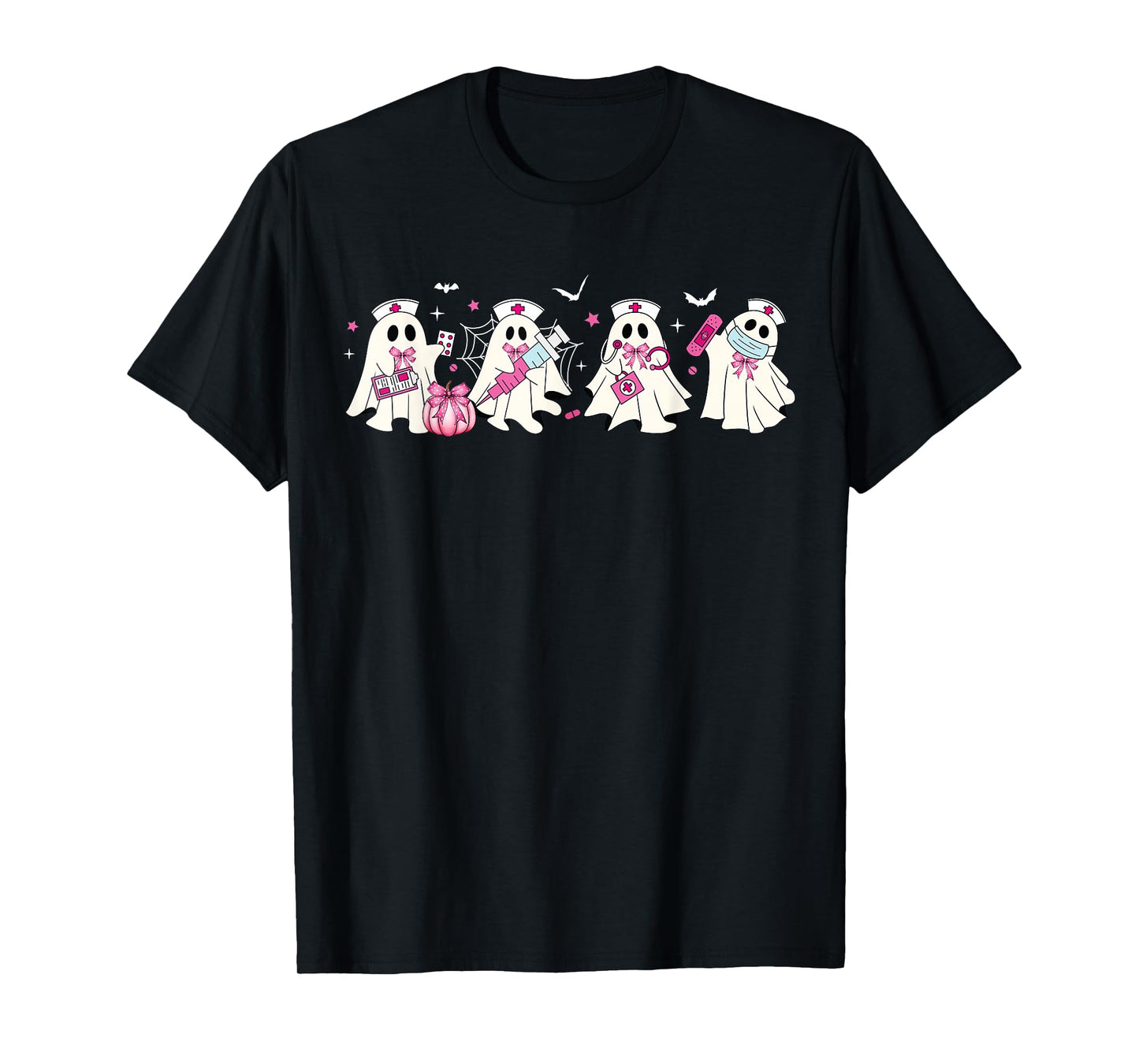 Ghost Nurses Halloween Crew Funny Costume Scrub Top Women T-Shirt