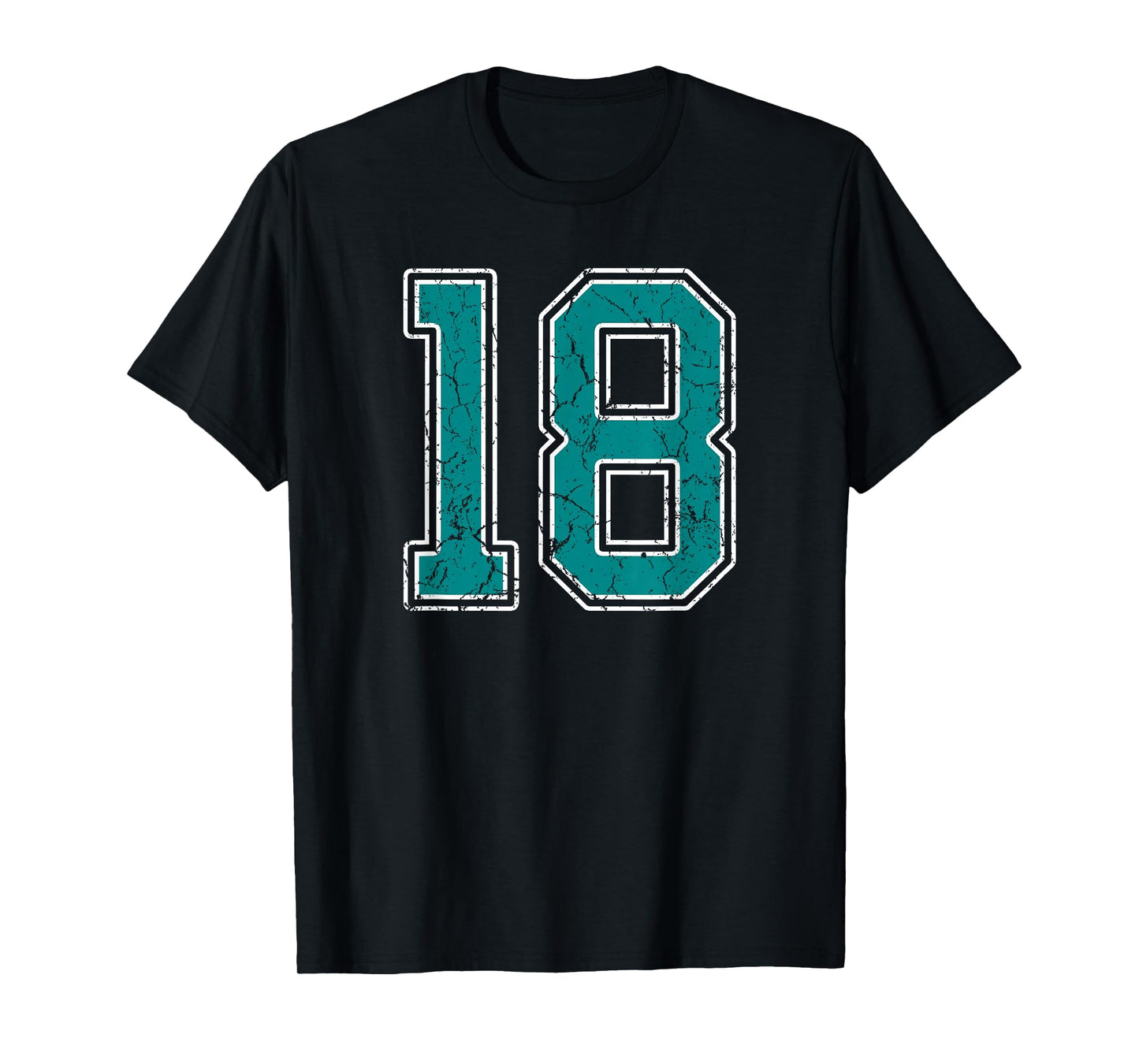 Teal and White Number 18 Jersey Player Uniform #18 Fan T-Shirt