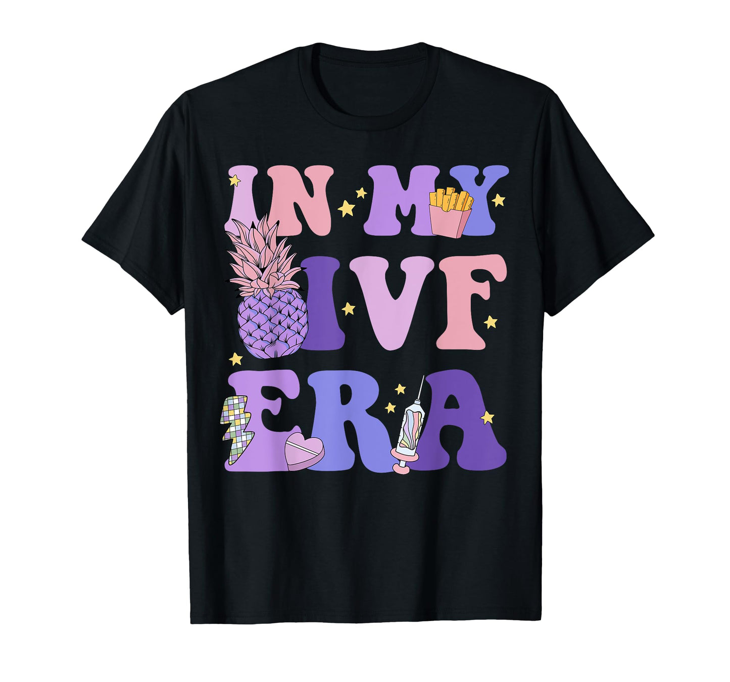 Retro In My IVF Era Transfer Day Sticky IVF Couple Embryo T-Shirt