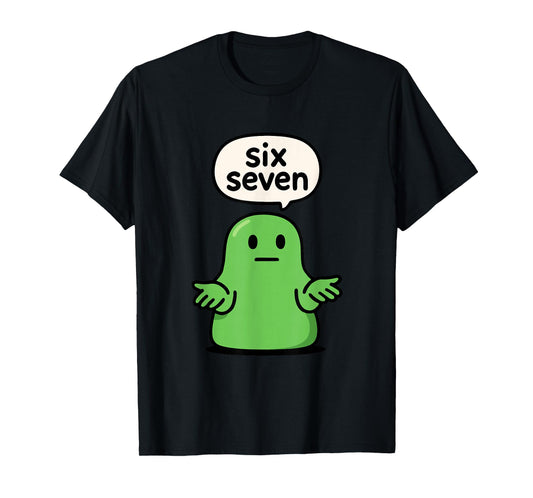 67 Six Seven 6-7 Green Blob Slime - Funny Kids Brainrot Meme T-Shirt