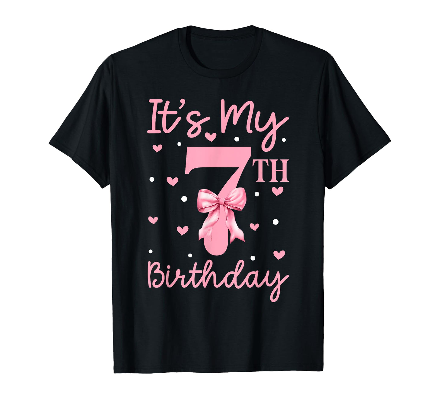 It's My 7th Birthday Kid Girl Coquette Bow 7 Years Old Girls T-Shirt
