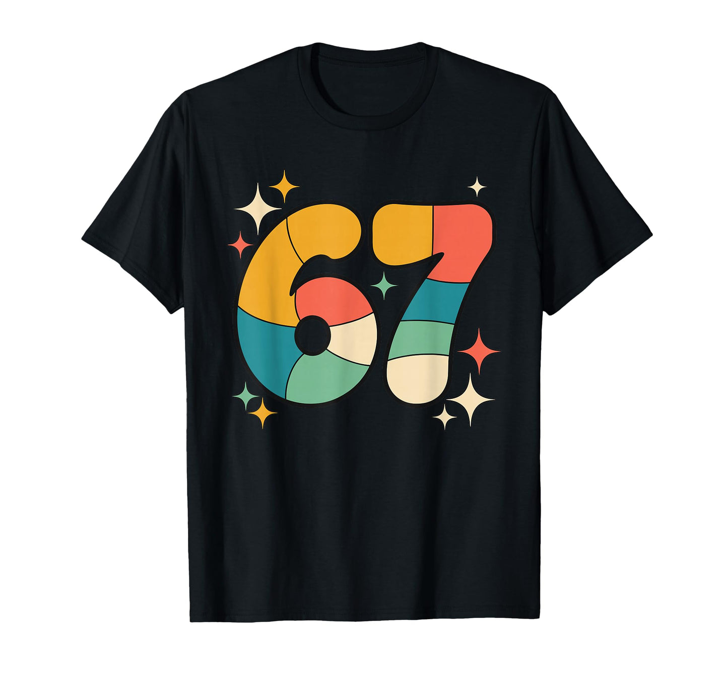 Six Seven Meme Retro Groovy Number Graphic T-Shirt