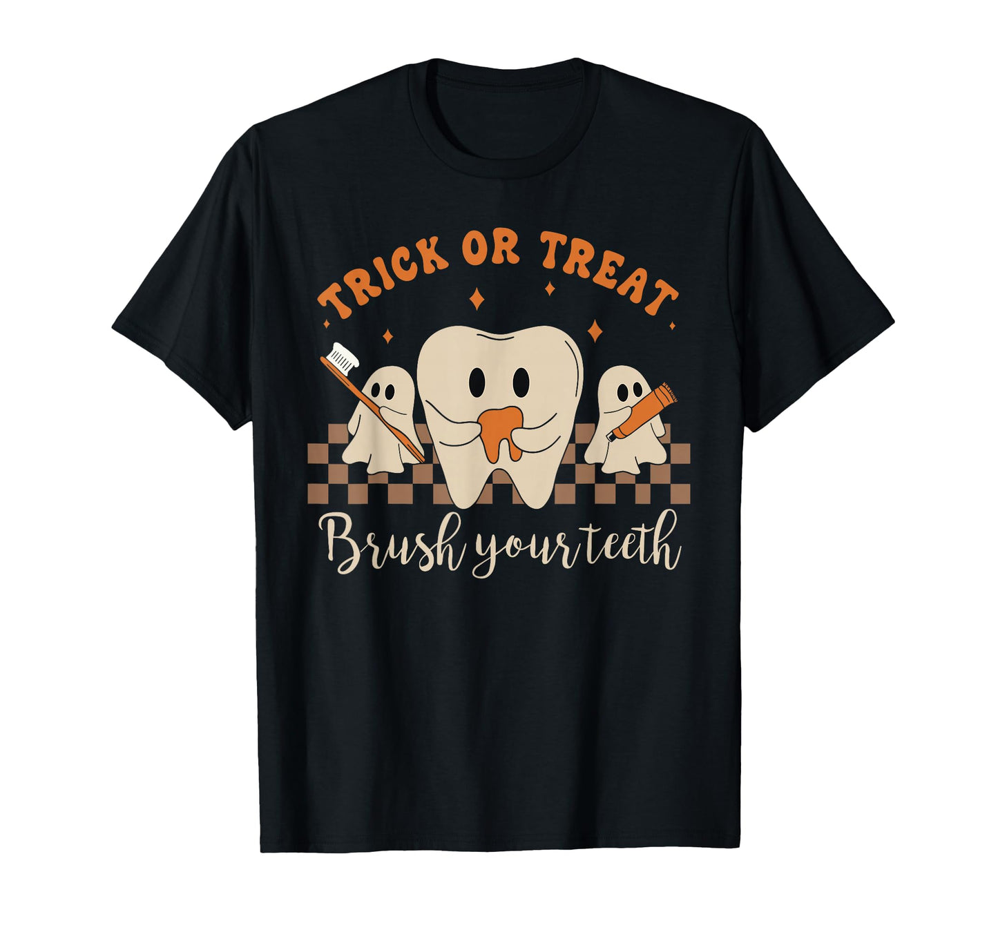 Trick or Treat Brush Your Teeth Cute Halloween Tooth Ghost T-Shirt