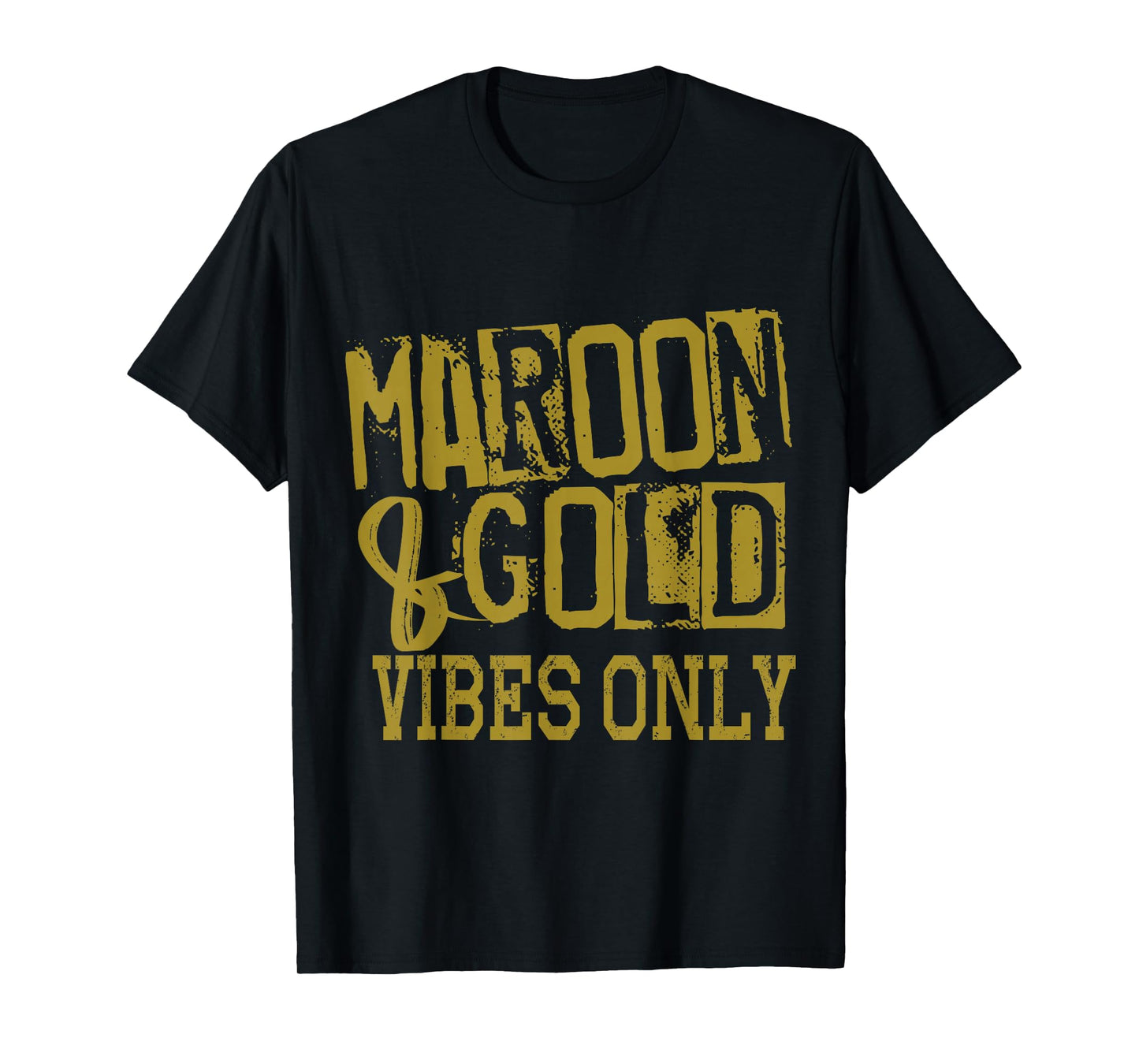 Maroon Gold Vibes Only Game Day Tee High Middle School Sport T-Shirt