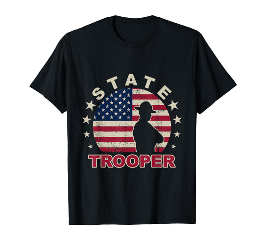 American Flag USA Law Enforcement State Trooper T-Shirt