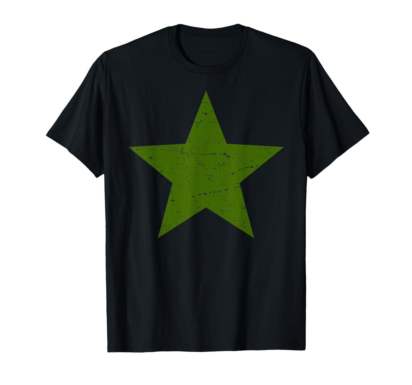 Grunge Alternative Distressed Red Star 90s rock music Green T-Shirt