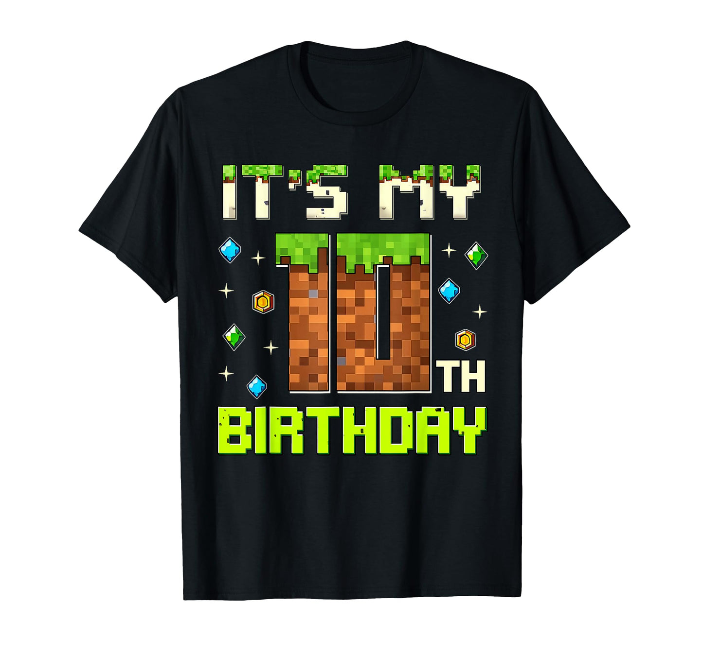 Birthday Boy It's My 10th Birthday Gamer Pixel Number T-Shirt