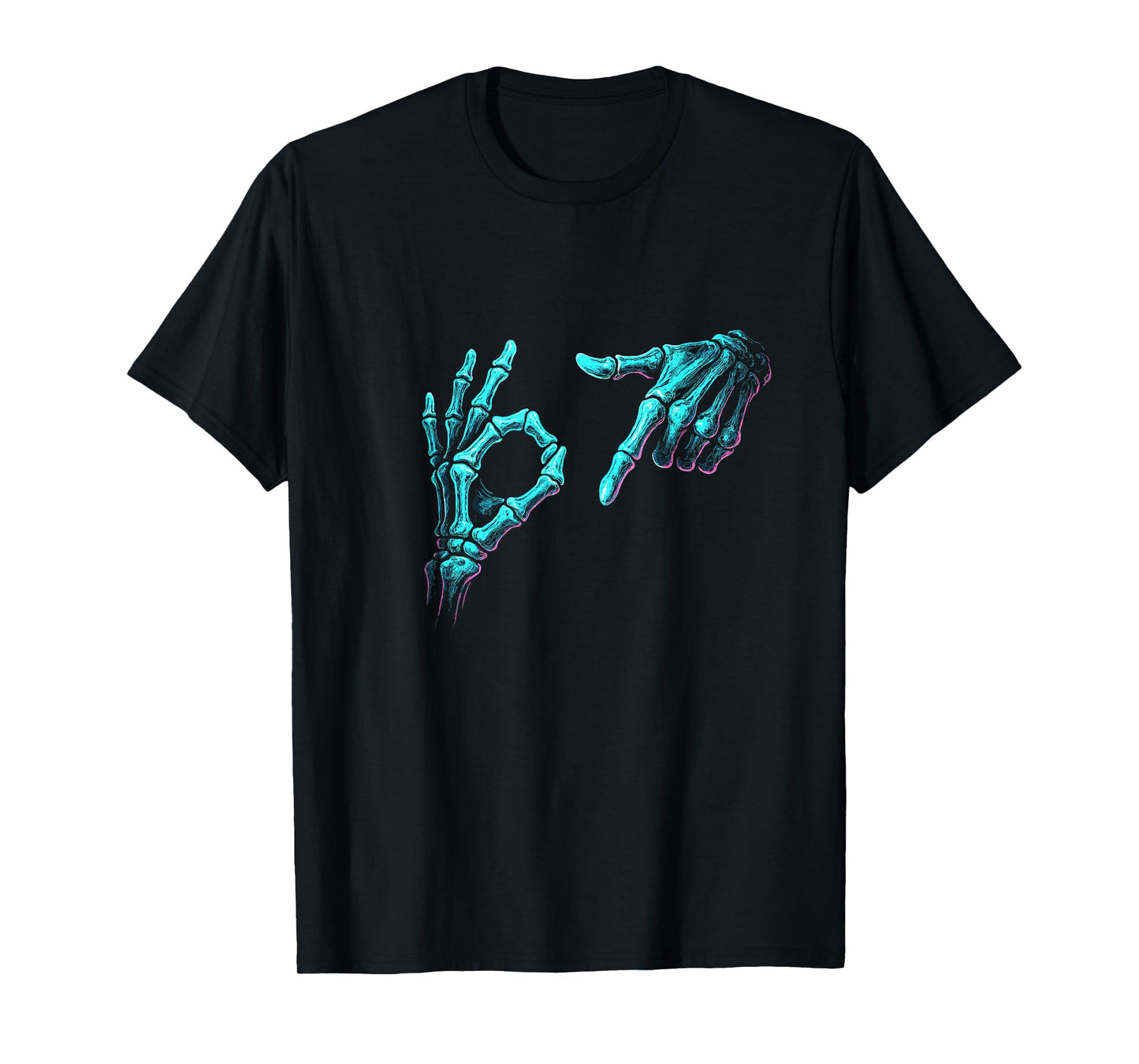 Funny Skeleton Hand Meme 67 Gen Alpha Halloween Six Seven T-Shirt