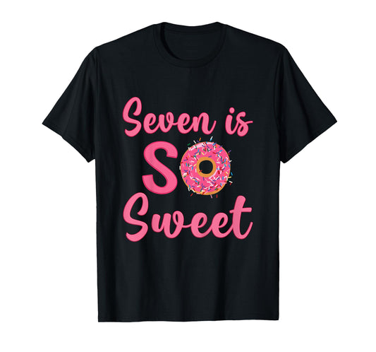 7th Donut Birthday Party Seven Year Old Sweet Girl T-Shirt