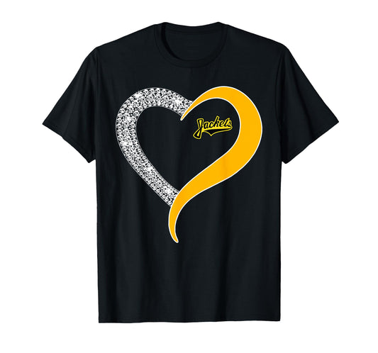 Denison Yellowjackets Logo Diamond Heart HS T-Shirt