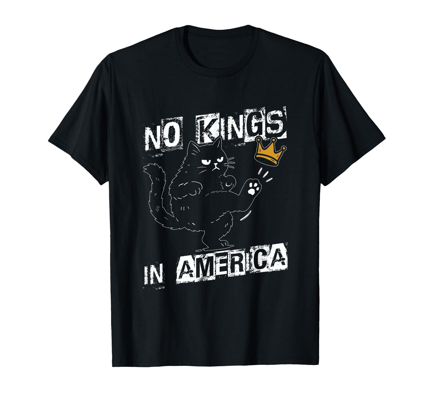 NO Kings in America Patriotic Black Cat 4th of July T-Shirt