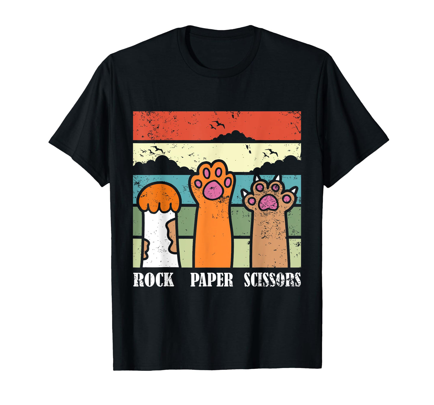 Rock Paper Scissors Game Kitten Lover Animal Paws Cat T-Shirt