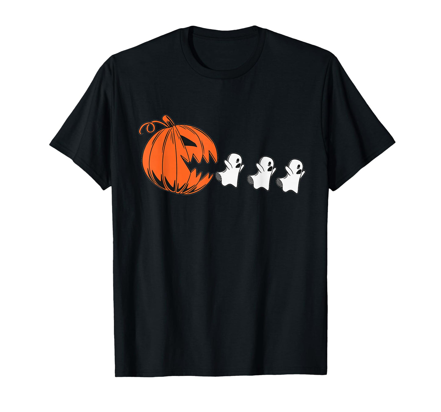 Halloween Gamer Pumpkin Eating Ghost Costume Men Boys Kids T-Shirt