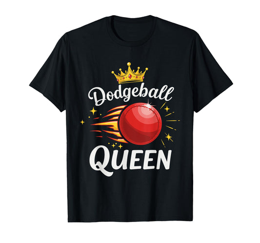 Dodgeball Queen with Crown and Red Ball Design T-Shirt