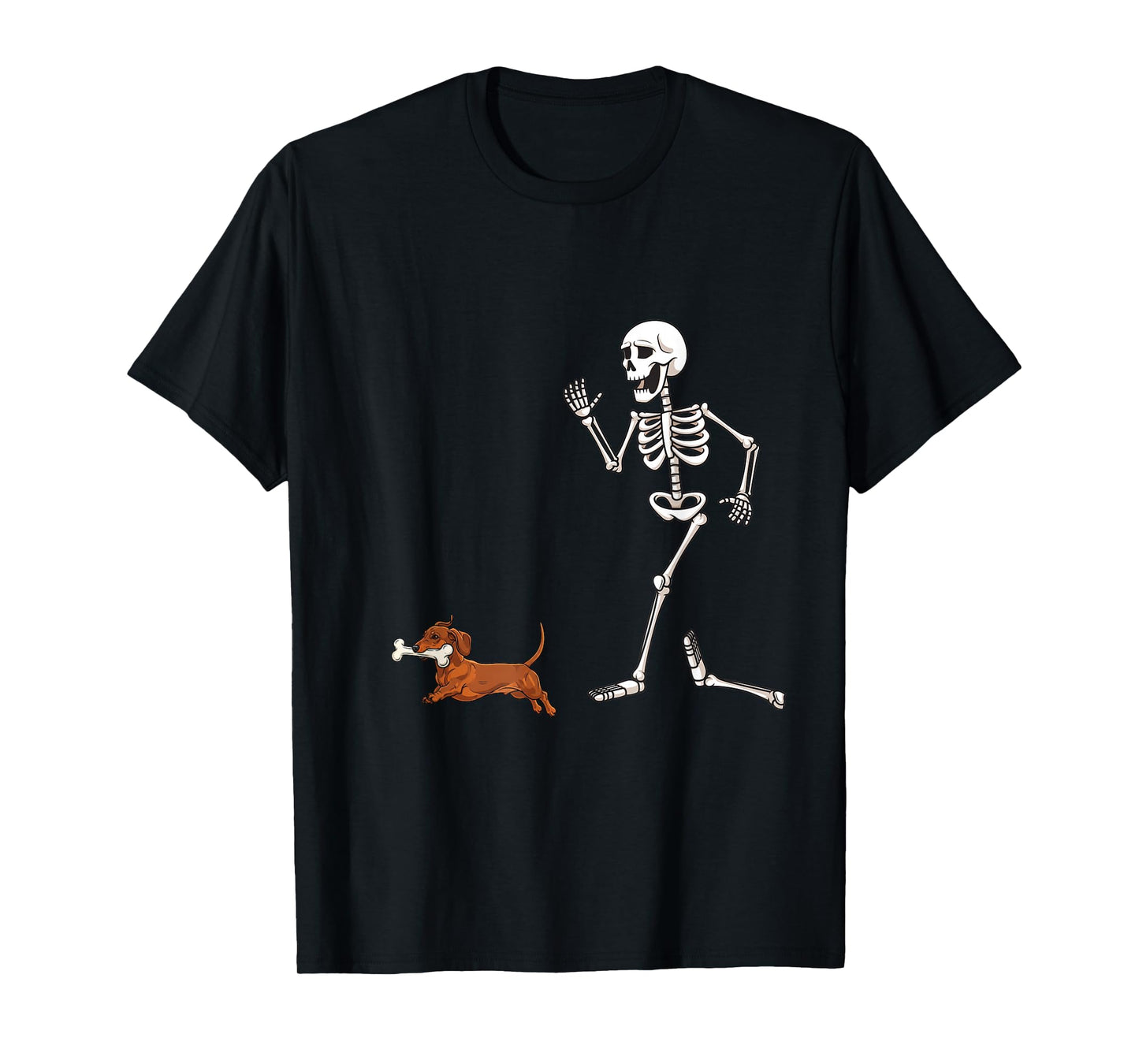 Funny Halloween Dachshund and Skeleton T-Shirt