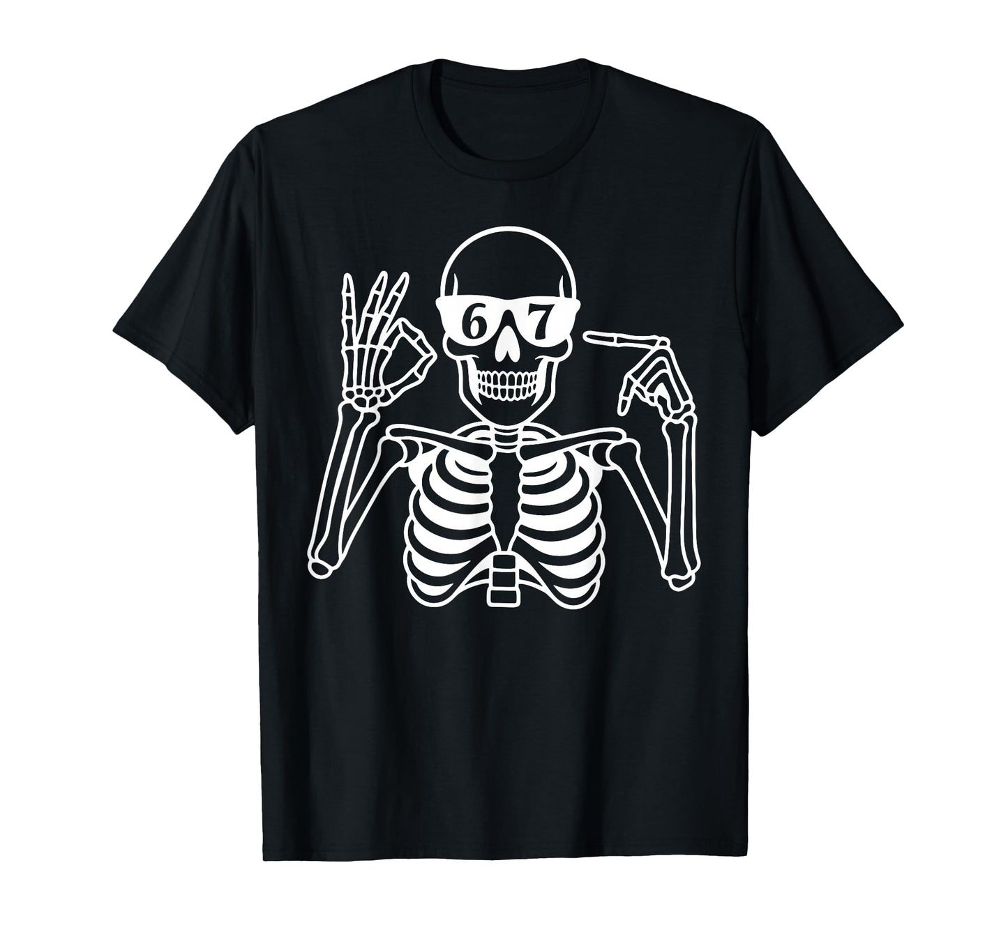 6 7 Meme Skeleton Sunglasses T-Shirt