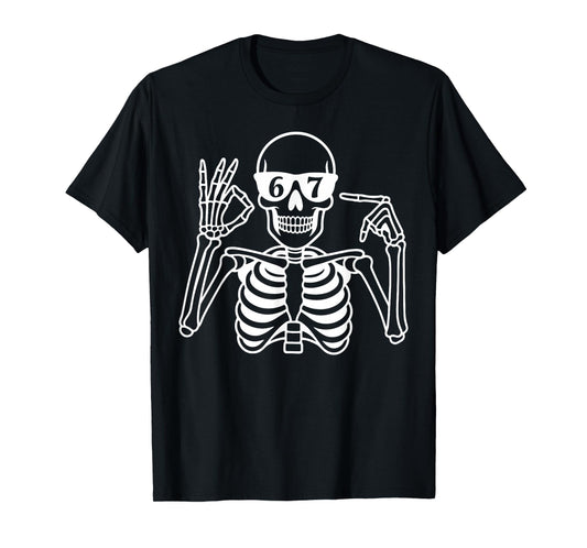 6 7 Meme Skeleton Sunglasses T-Shirt