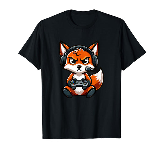 Cute Red Fox Gamer Video Games Funny Boys Girls Kids T-Shirt