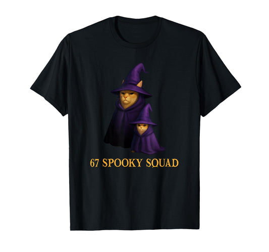 67 Meme Halloween Haunted Spooky - Six Seven Wizard Cat Meme T-Shirt