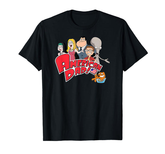 American Dad Show Logo with Family Cartoon T-Shirt