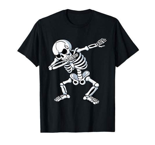 Dabbing Skeleton Spooky Dab Dancing Men Kids Boys Halloween T-Shirt