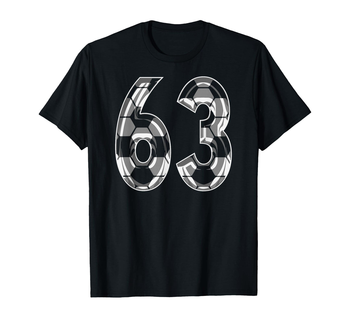Silver Soccer Pattern Number 63 Jersey Player Uniform #63 T-Shirt